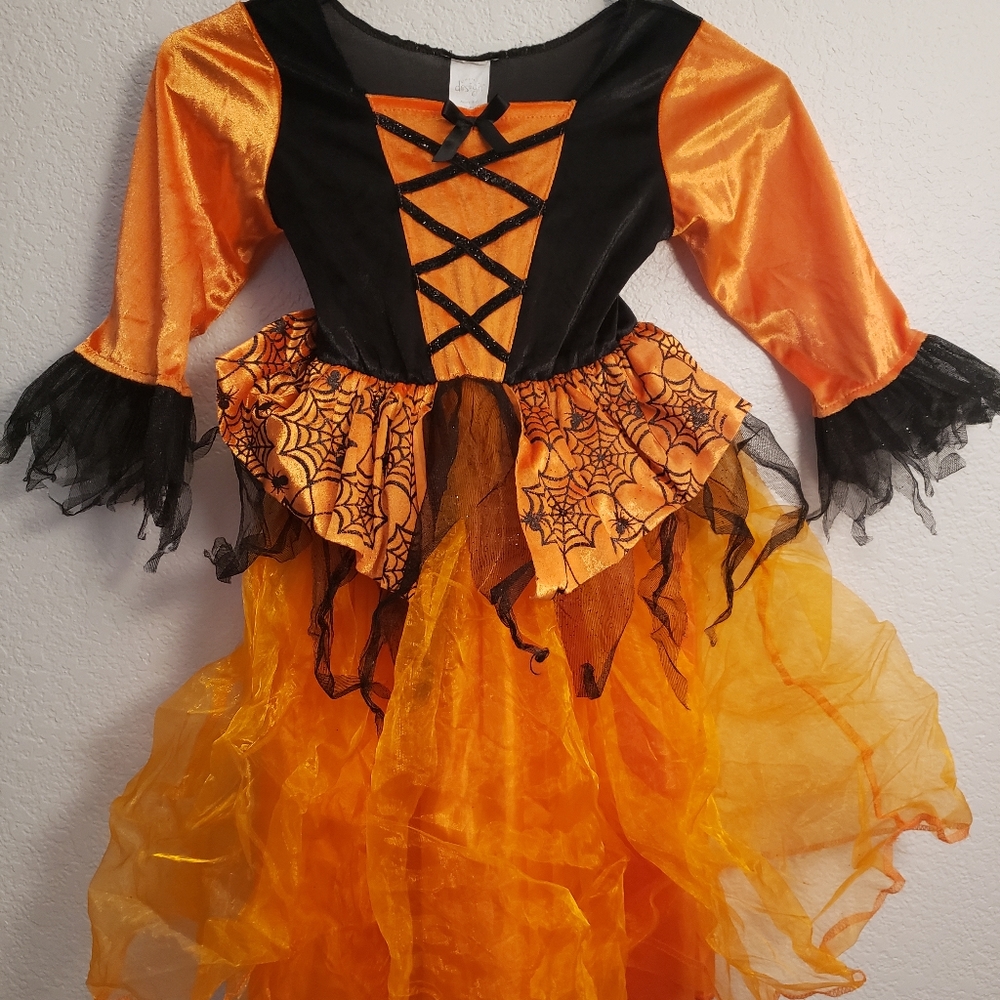 Witch Orange Spider Girls Cute Halloween Costume for Sale